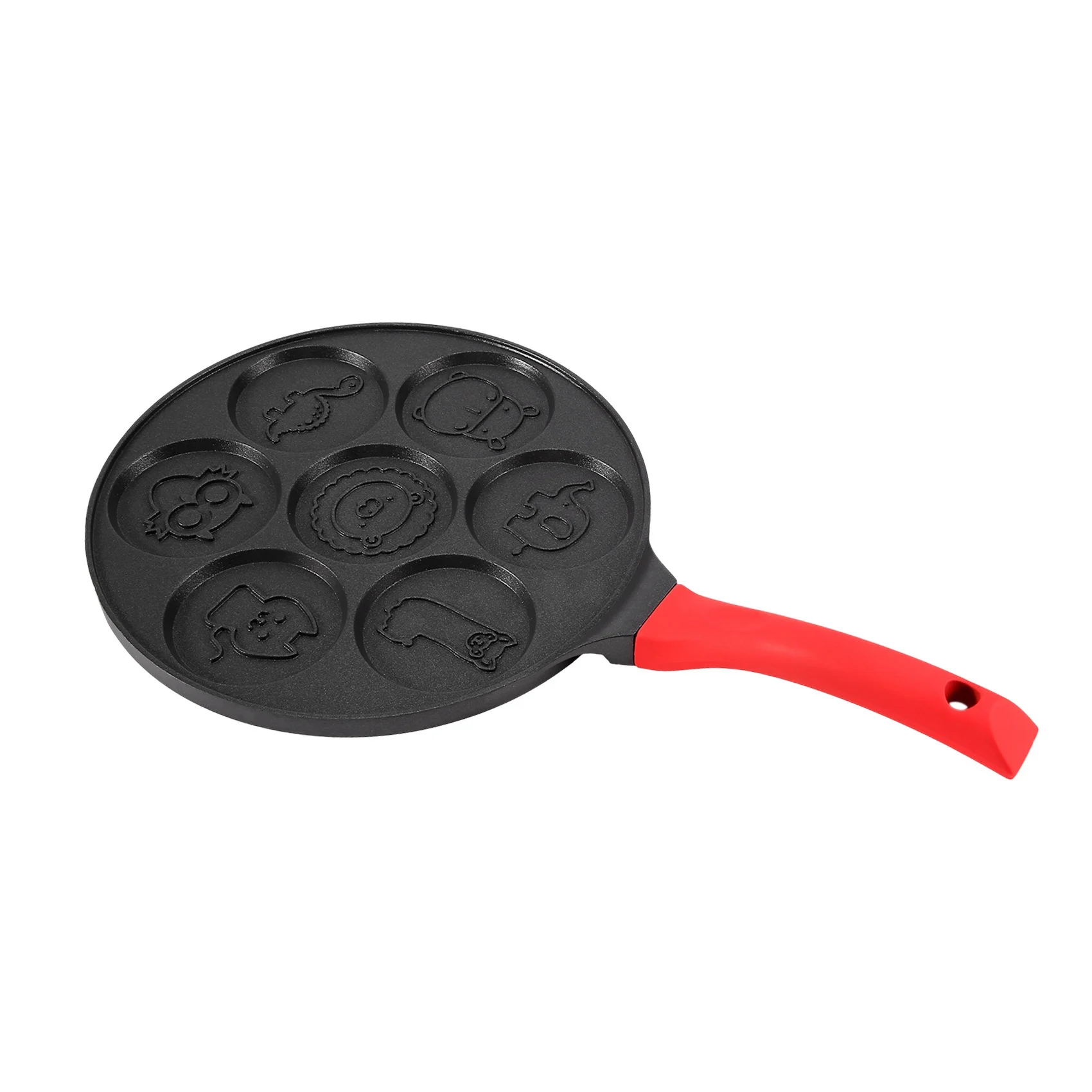 Pancake Maker - Non-Stick Pancake Pan Griddle Grill Pan Mini Crepe Maker  7-Mold Pancakes with Silicone Handle, Black Animal - AliExpress