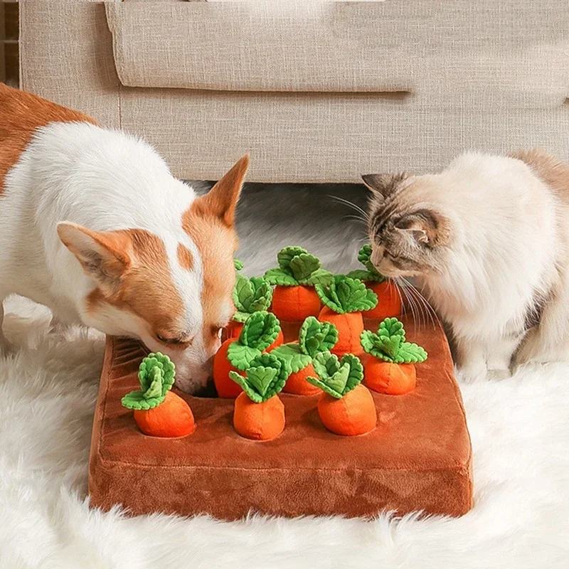 

Non-Slip Dog Carrot Plush Toy Interactive Dog Toys Plush Puzzle Toys Nosework Feed Games for Aggressive Chewers Pet