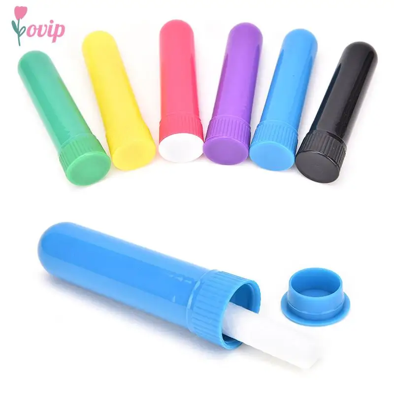 

12Pc Blank Nasal Containers Essential Colored Plastic Aromatherapy Inhalers Tubes Sticks Nasal Container With Wicks For Oil Nose