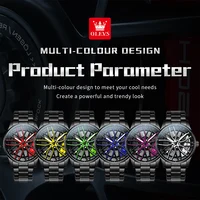 Montre pour homme OLEVS, montre à quartz, cadran rotatif original, tendance de la mode, étanche, lumineuse, acier inoxydable, Reloj 9937 6