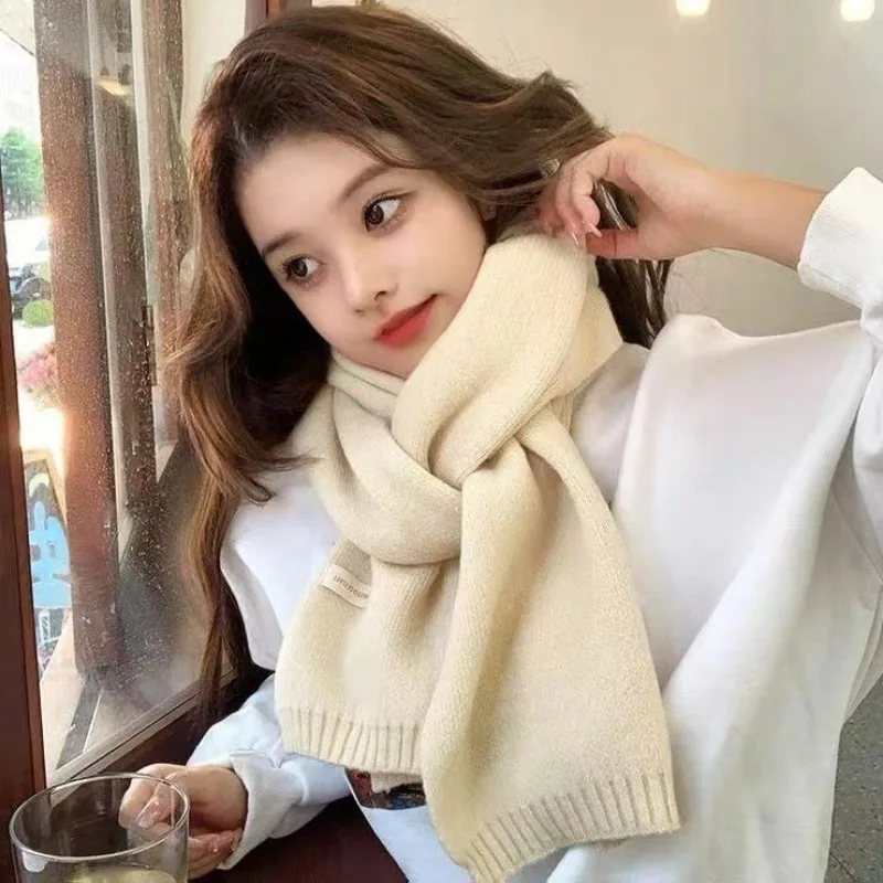Unisex Winter Thermal Knitted Scarf - Warm Solid Color Neck Wrap