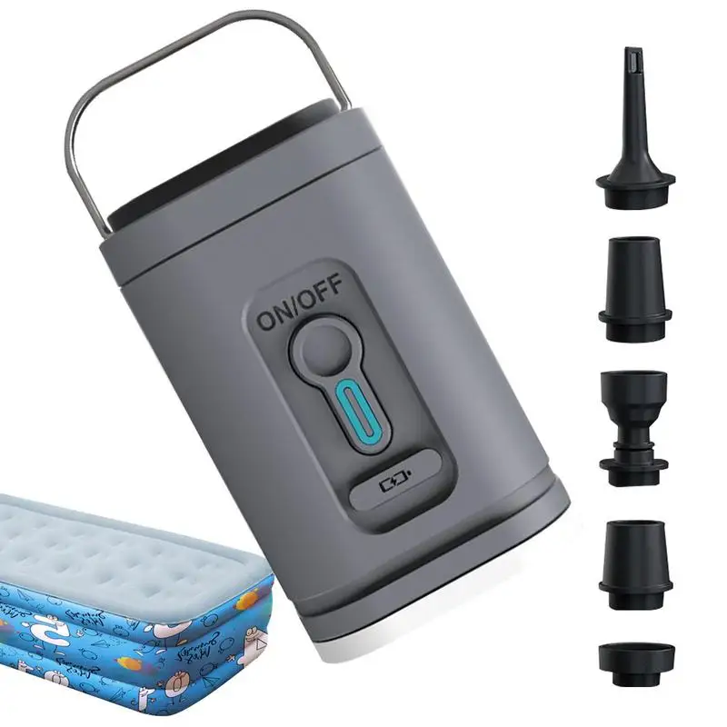 

Air Pump For Pool Floats Electric 5 Nozzles Mini Inflatables Air Pump With Light Portable Air Compressor For Air Mattress