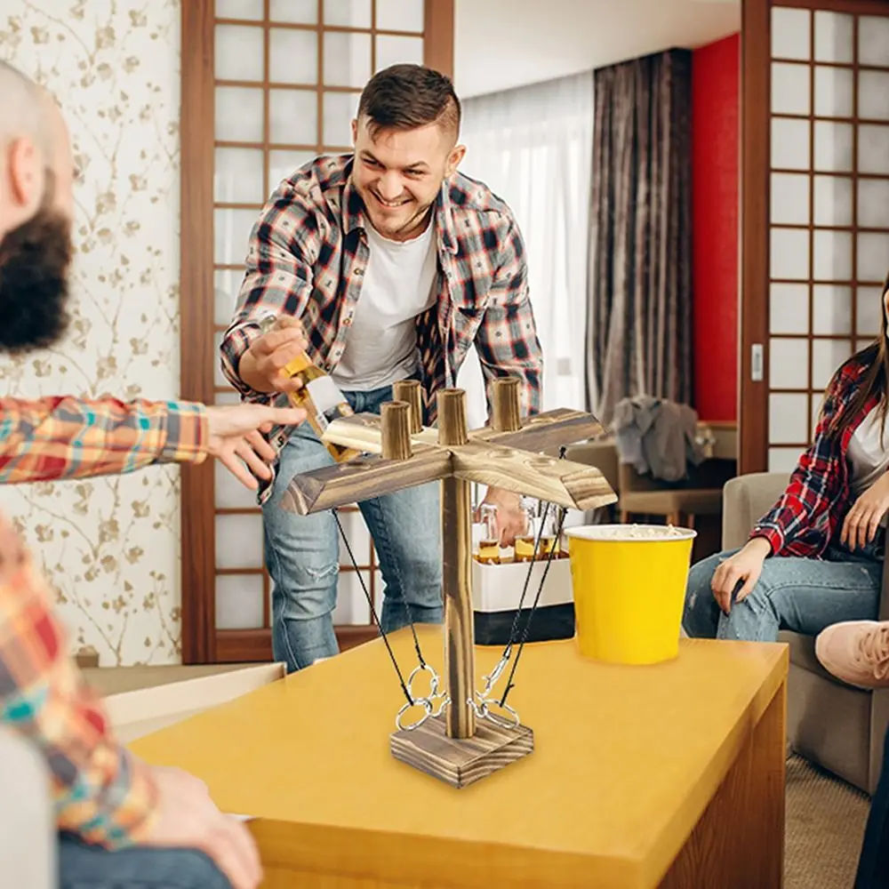 PartyToysDrinkingGameToyInteractiveWoodenRingsTossGameThrowingHookGameForParty