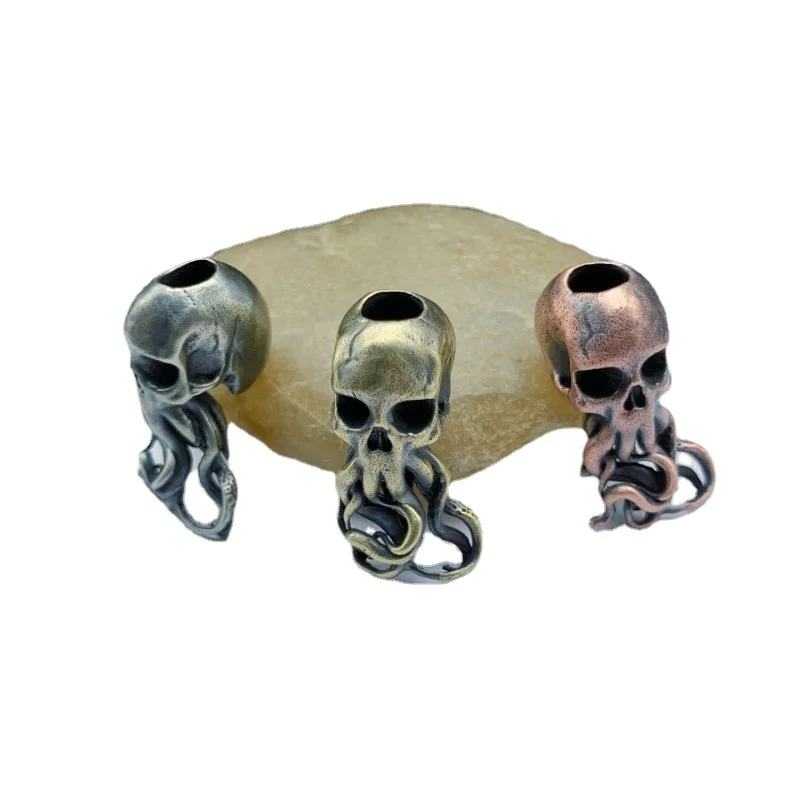 

Black Skull Face Octopus Brass Knife Beads Lanyard Pendants Jewelry Umbrella Rope Hangings EDC Outdoor DIY Paracord Accessories