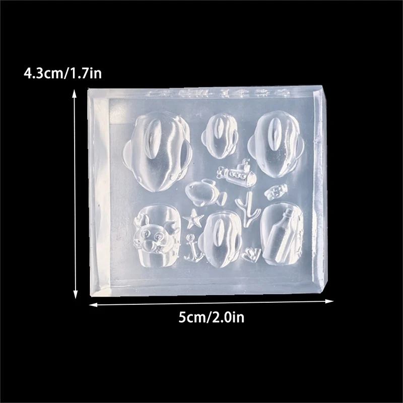 1개 바다 상어 게 3D 실리콘 투명 네일 몰드 여름 불가사리 물고기 DIY 실리콘 매니큐어 네일 아트 장식 몰드
