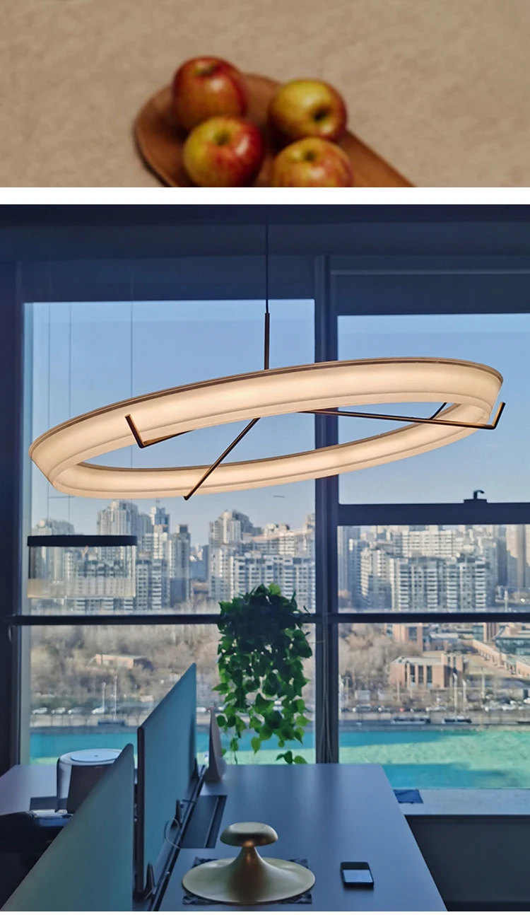 Nordic Designer Italienischen Kronleuchter Kreative LED Runde Acryl Anhänger Lampe Esszimmer Schlafzimmer Weiß Einfache Ringe Anhänger Licht – Detail 10
