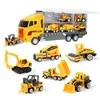 Big Trucks Set Mini Alloy Diecast Car Model Toys Vehicles Carrier Truck Helicopter Tank Fire Truck Engineering Car Toys For Kids 4