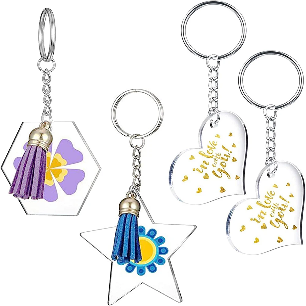 160Pcs 8 Style Acrylic Transparent Circle Discs Set Key Chain Rings and Jump Rings for Crafting Vinyl Projects DIY Supplies