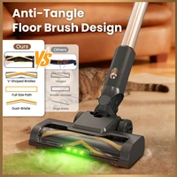 Aspirateur sans fil LAMZIEN V9PRO, 45000PA/40 min d'autonomie, filtration HEPA efficace, avec phare LED vert, brosse anti-enchevêtrement en forme de V pour sols durs, tapis et poils d'animaux. 4