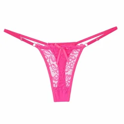 Elegant Lace Low - Rise Thongs with Adjustable Straps - 1pc (Pink)