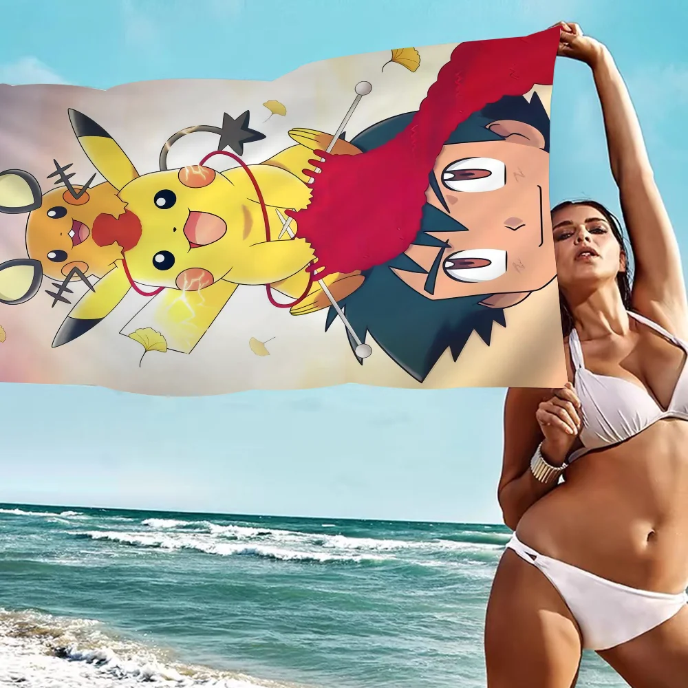 bilibili Cute P-Pokemon P-Pikachu Towel Microfiber Beach Towel Absorbent Quick Soft Yoga Swimming Resort Mountain Climbing Towel 6