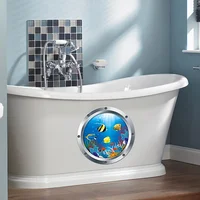 3D Sea World Toilet Stickers Bathroom Toilet Lid Decorative Wall Stickers Home Decoration Waterproof Vinyl Bathroom Accessories 6
