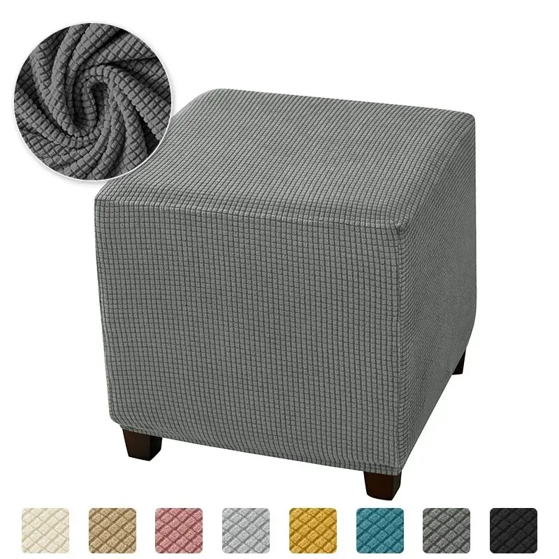 Luxurious Elastic Square Ottoman Cover - Plush Polar Fleece Footrest Slipcover and Furniture Protector