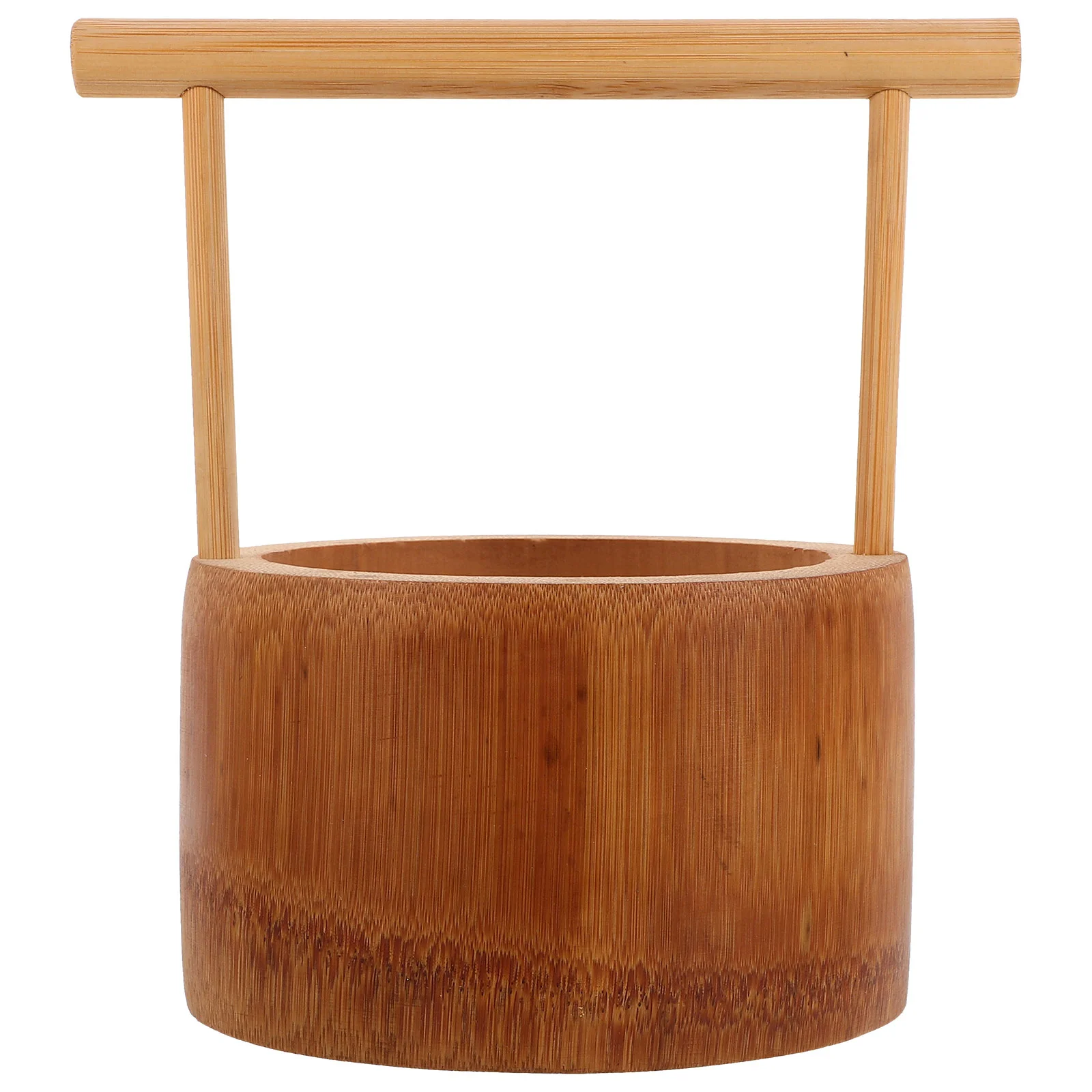 

Bamboo Storage Holder Basket Dried Fruit Bucket Candy Dessert Serving Tray With Handle