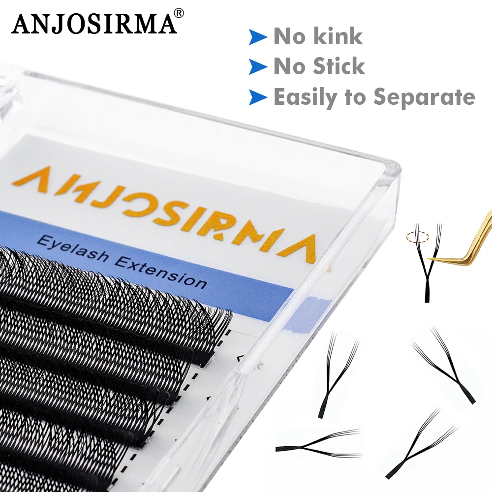 Eyelash extensions ANJOSIRMA YY shaped 3 split tips soft BASF lash handmade curl 3D 0.07 makeup