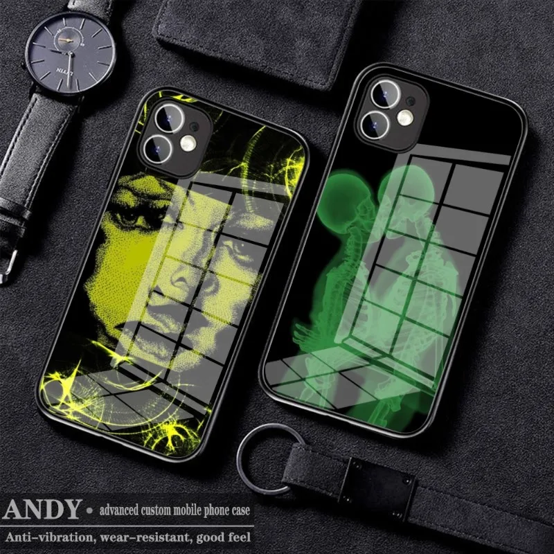 

Green Aesthetic Style Phone Case Glass for IPhone 11 12 13 14 Pro XR XS MAX 8 X 7 14 Plus SE 13 Pro Design Iphone Covers