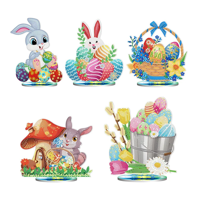 

Diamond Painting Art Easter Desktop Ornaments Rabbit Eggs Diy Adults Craft Kits Mosaic 5D Full Drill Crystal Drawing Decoration