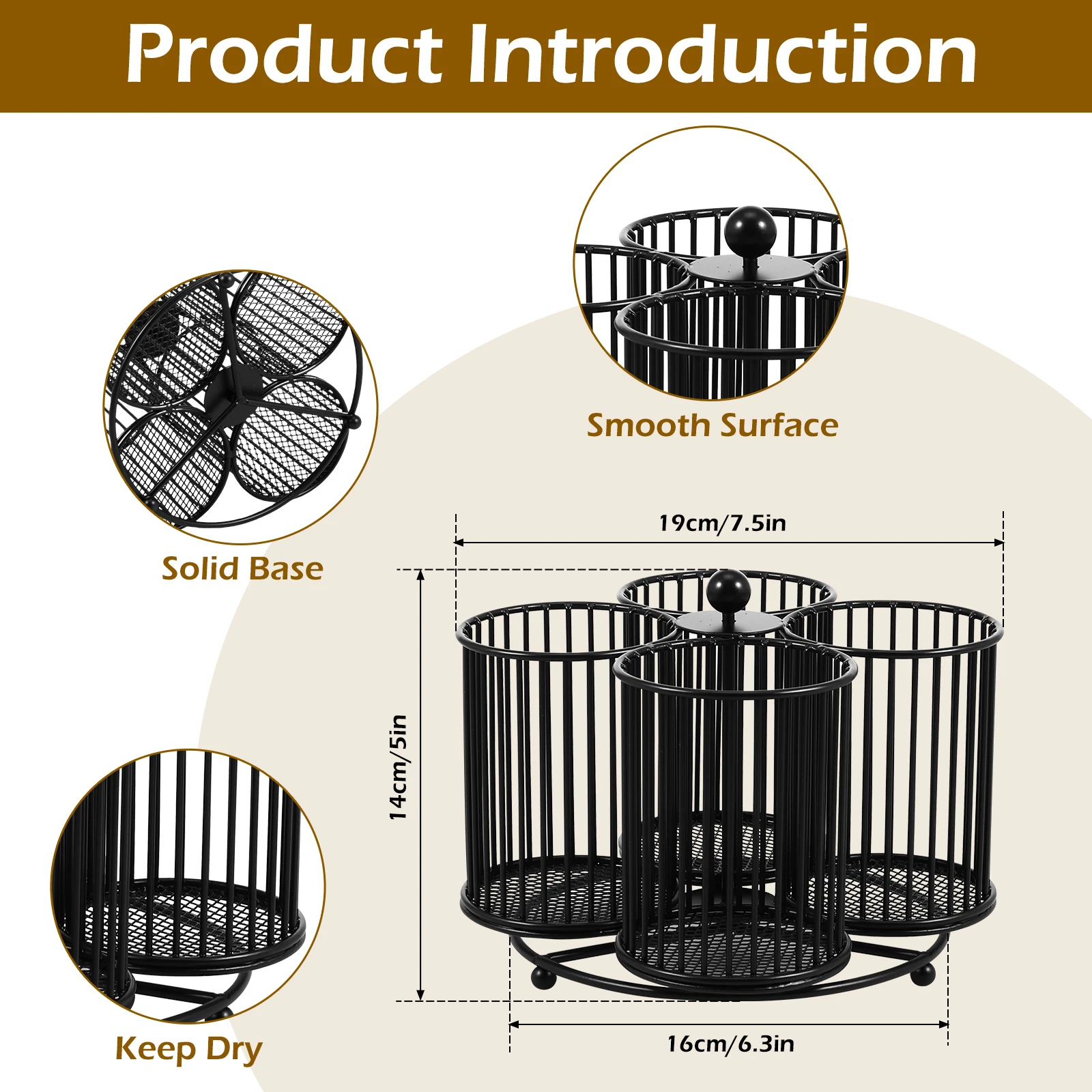 Metal Utensil Caddy Rotating Cutlery Holder