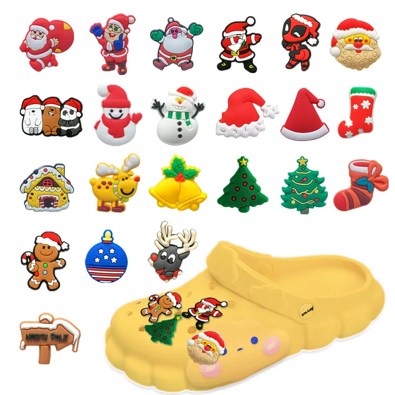 1pcs Cute Christmas Pvc Shoe Charms For Croc Santa Clause Snowman Croc