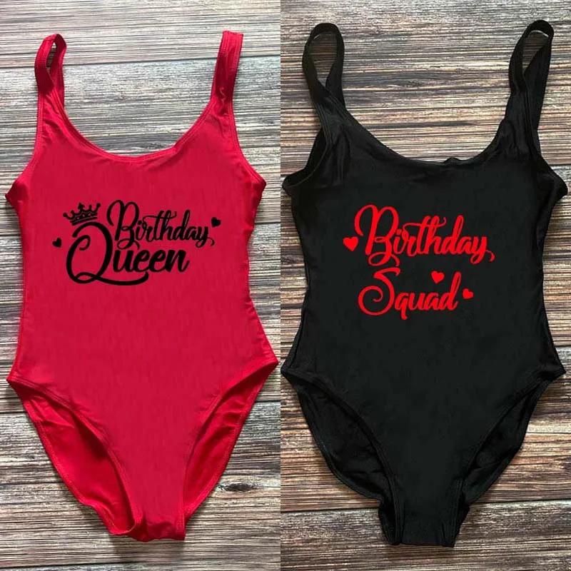 Birthday Queen Swimsuit Women Squad One Piece Swimwear Woman Bachelorette Party Swimming Suit women swimsuit,women bodysuit