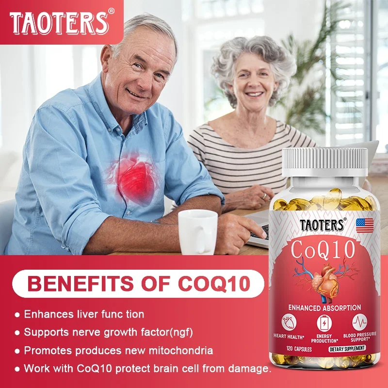 Organic Ultra High Absorption COQ10 Coenzyme Q10 Vascular and Heart Health Energy Production Suitable for Adults Men and Women