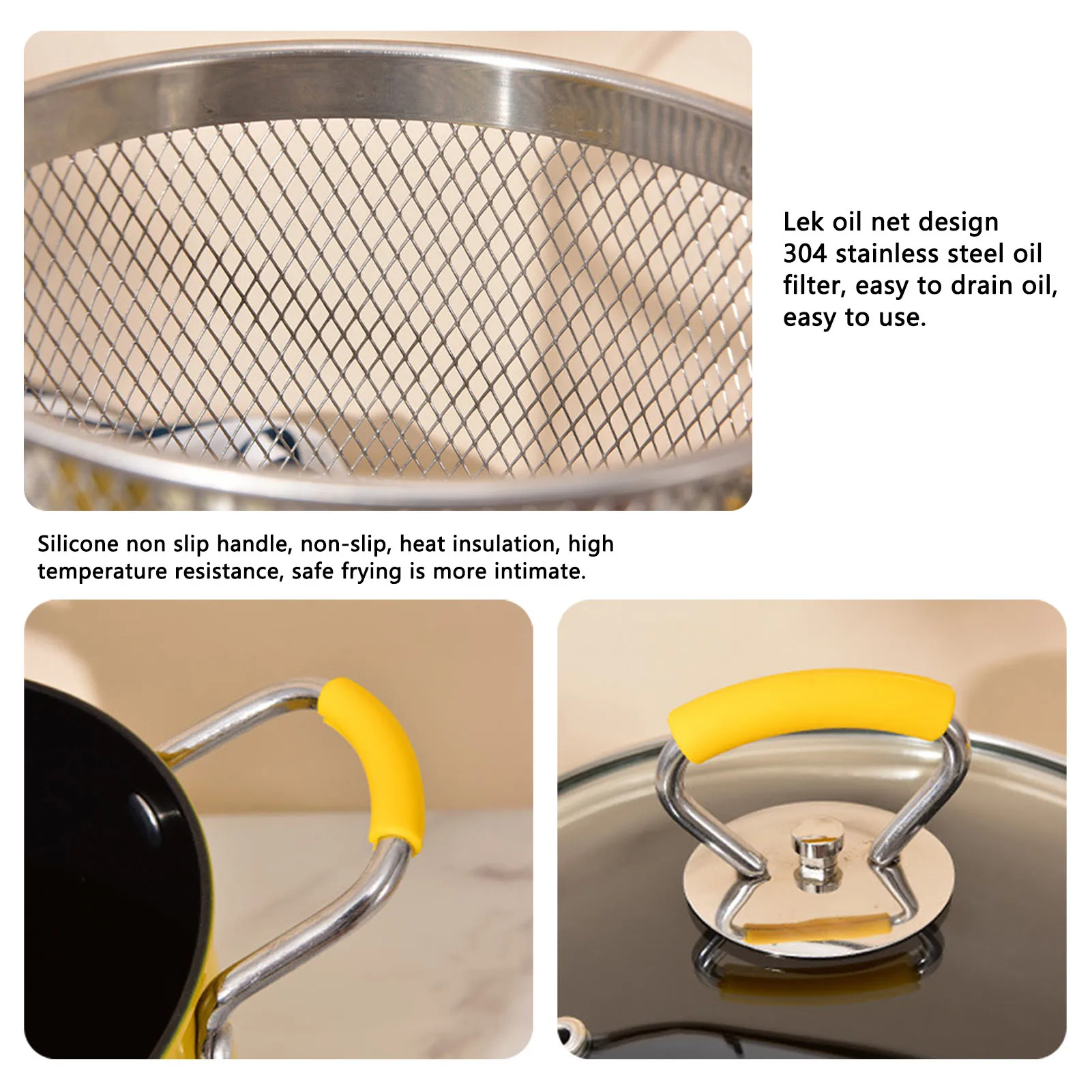 Deep Fryer 3L Deep Fryer Pot With Rack Lid Oil Filter Iron Pot Kitchen Accessories Frying Pan Fried Chicken French Fries