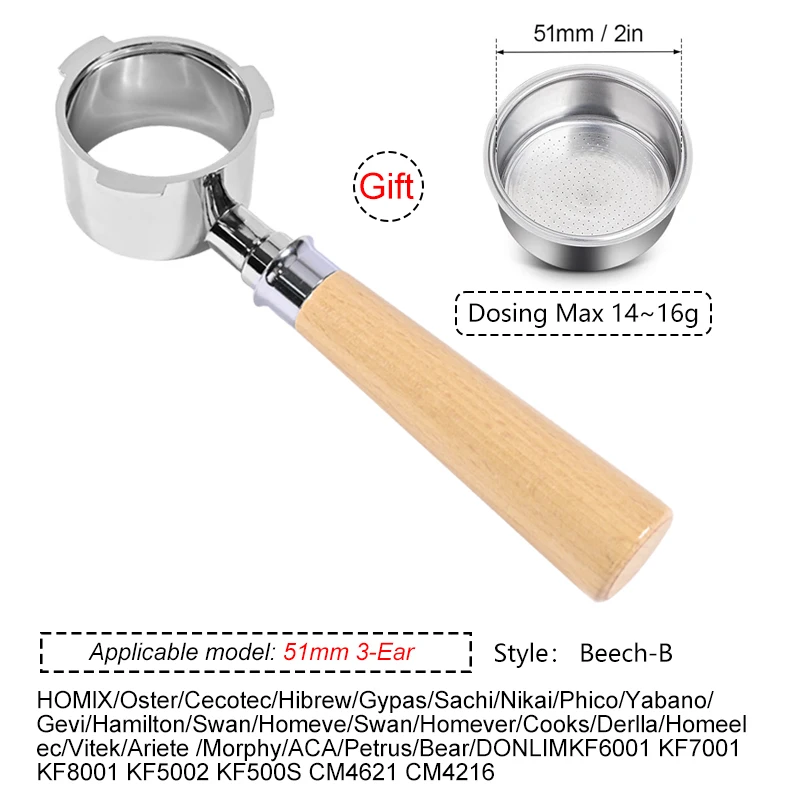 فلتر القهوة بدون قاع مقاس 51 مم مع سلة أكواب لآلة...