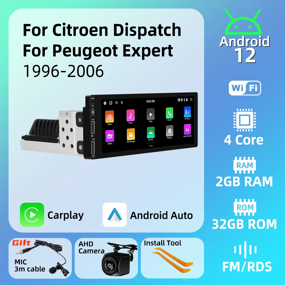 

Автомобильный мультимедийный плеер 1din Android для Citroen Dispatch Peugeot Expert 1996-2006 1 Din Радио Стерео головное устройство Carplay Авторадио GPS