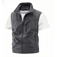 2025 nouvelle mode hommes gilet coupe-vent solide sans manches veste moto extérieur imperméable Biker gilet pour hommes vêtements 1