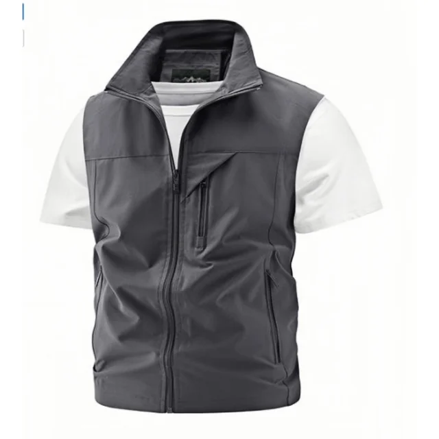 2025 nouvelle mode hommes gilet coupe-vent solide sans manches veste moto extérieur imperméable Biker gilet pour hommes vêtements 1
