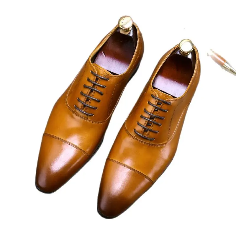 

20611 Winter New Men's Leather Shoes Genuine Leather Business Casual Lace-up Oxford Formal Wear Men's Breathable Shoes