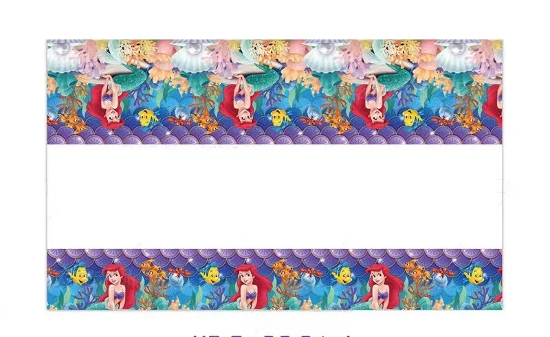 Disney Birthday Party Banner Paper Cup Balloon Table Cloth Little Mermaid Theme Girl