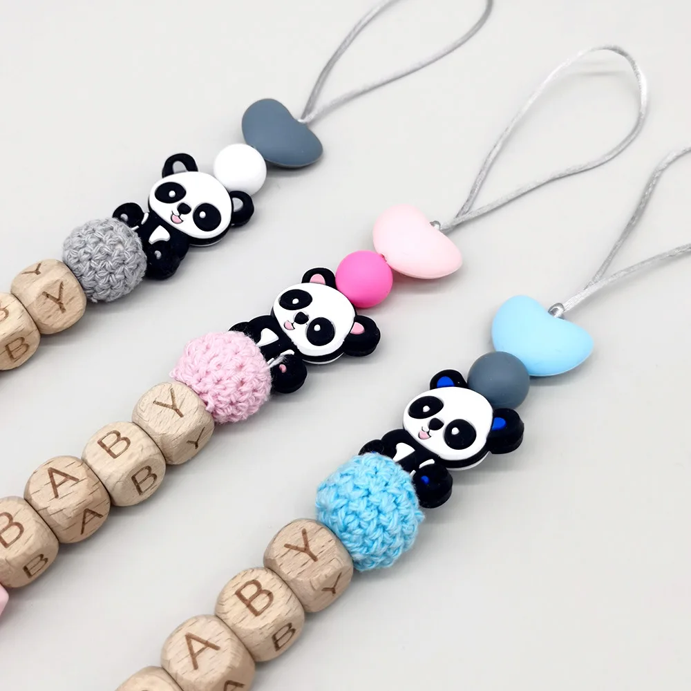 Wooden Personalized Baby Pacifier Chain Cute Animal Design Pacifier Clip for Babies - Safe Teether Holder