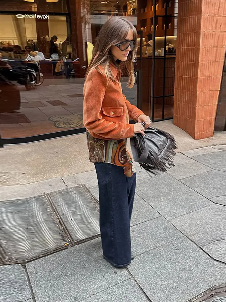 Revers Einreiher Samt Mäntel Frauen Straße drehen-unten Kragen Langarm Tasche Lose Jacke Frühen Frühling Dame Neue oberbekleidung – Detail 18