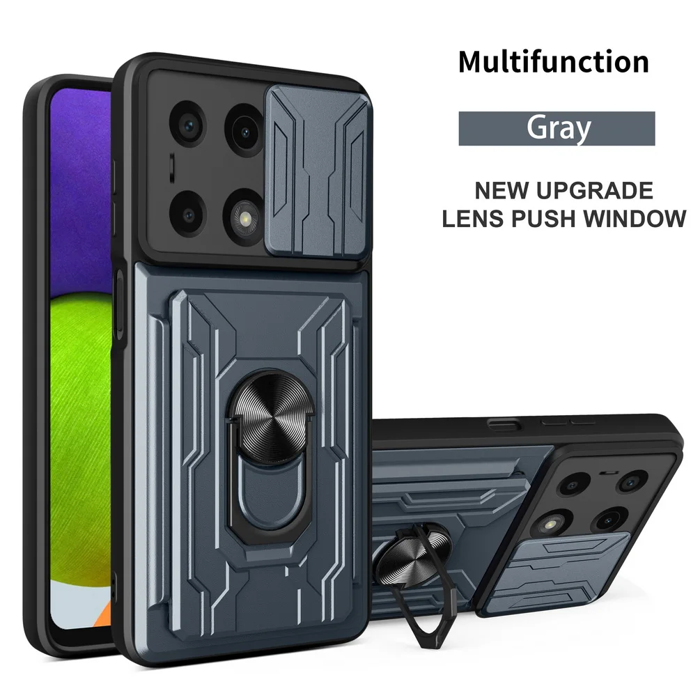 Card Slot Camera Protect Case with Armor Hybrid Ring Cover