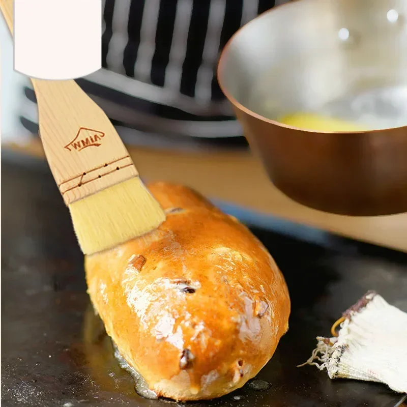 Household Mooncake Pastry Brush Wooden Handle Wool Barbecue Brush Oil Baking Accessories Kitchen Cooking Tools