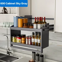 Panier élévateur motorisé à induction électrique en alliage d'aluminium pour armoire haute, avec fermeture amortie, double porte, pour étagère à assaisonnements, à tirer vers le bas 5