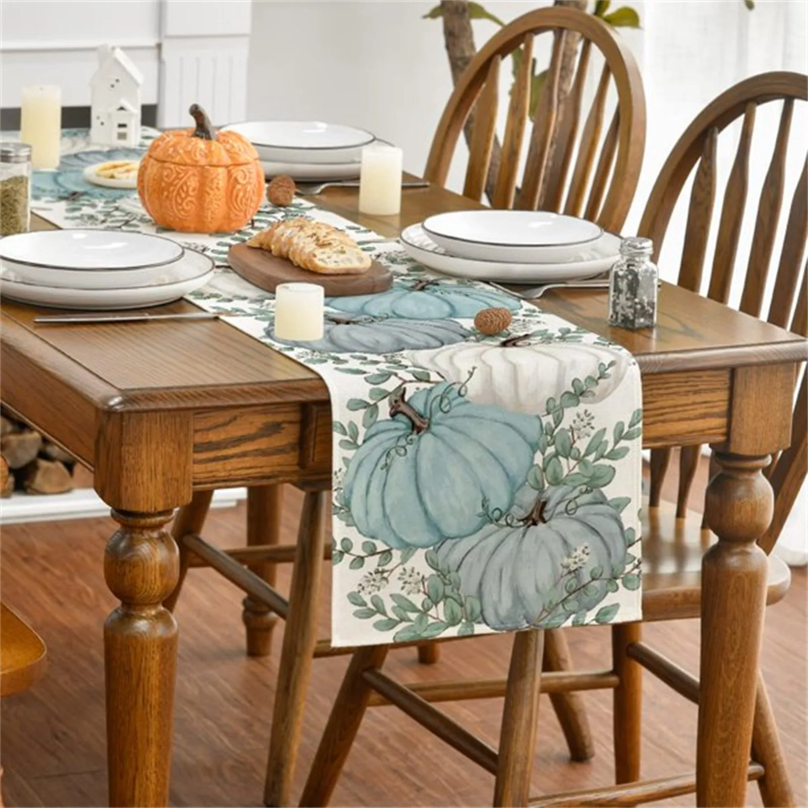 

2024 Fall Thanksgiving Tablecloth Leaf Pumpkin Tablecloth Table Decoration Heat Insulation Non Slip Linen Table