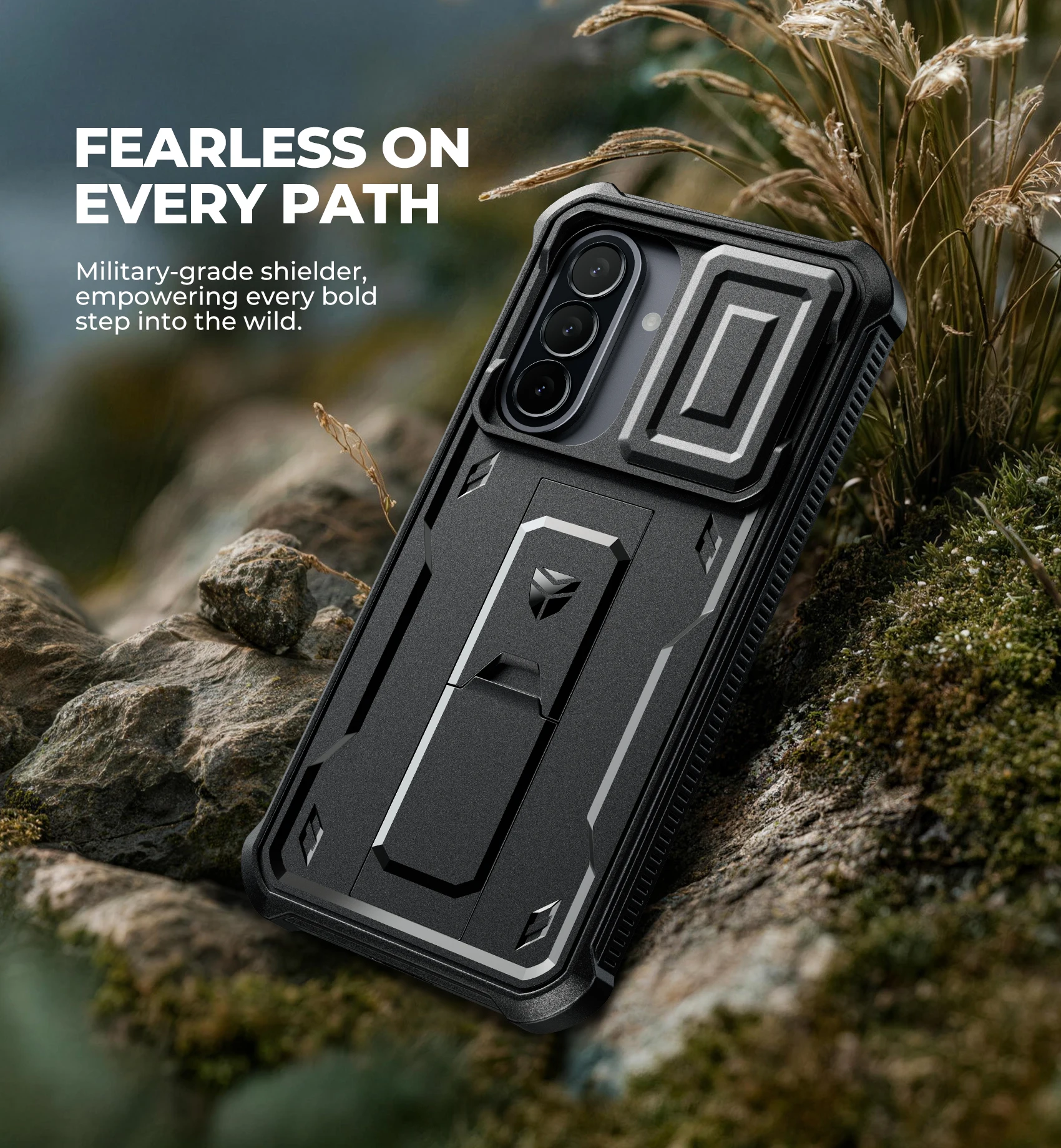 Premium Heavy Duty Shockproof Case with Built-in Magnetic Slide Camera Cover and Kickstand