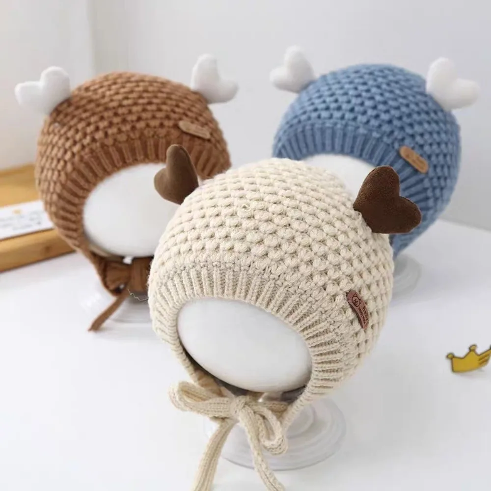 Cute Love Knitted Hat Keep Warm Windproof Ear Protection Hat Ear Protection Thickened Winter Cap Children Boy Girl