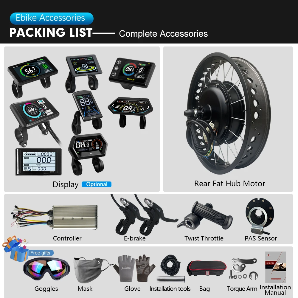 Electric Fat Bike Kit 72V 3000W 4.0 Tyre Brushless Rear Rotate Hub Motor Wheel 20 24 26inch Dropout 170mm Ebike Conversion Kit ebike motor kit