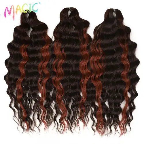 Anna Synthetic Hair 24 Inch Water Wave Braiding Hair Extensions Ombre Blonde Deep Wave Afro Curl Twist Crochet Hair for Women - Image 21