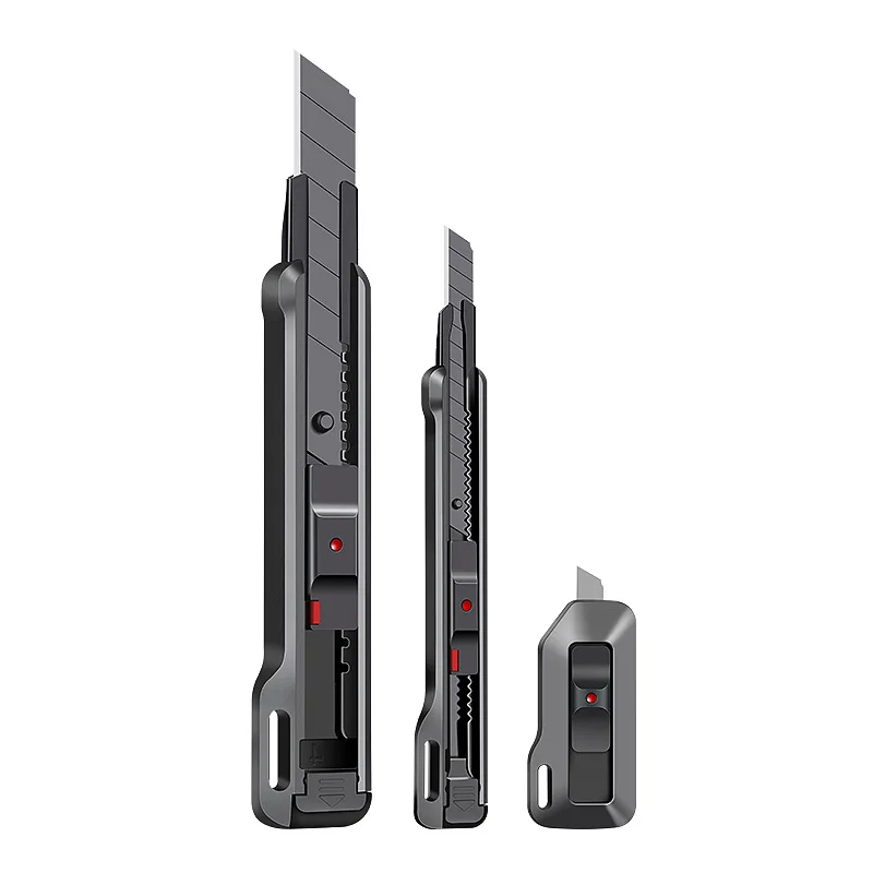 편지지 칼 개폐식 스냅 오프 유틸리티 나이프 접이식 칼 Unboxing 절단 도구 크기 9mm/18mm 검정색 탄소강 블레이드