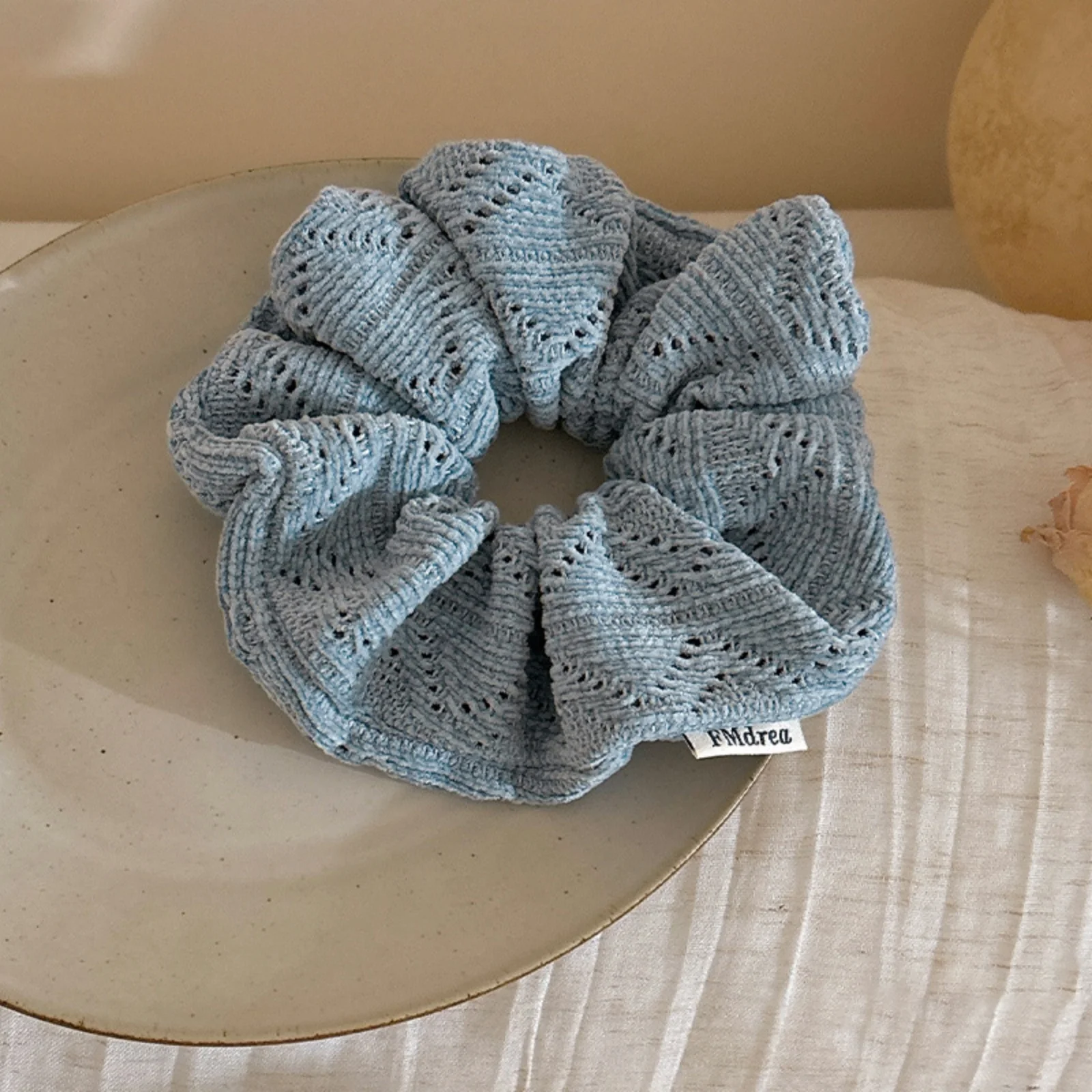 1PC Knitted Scrunchies, Soft Textured Solid Color Hair Ties, Vintage Aesthetic Hair Scrunchies For Women, Cute Hair Accessories