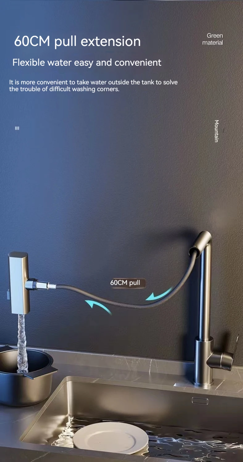 Waterfall Stream Sprayer Head, Sink Mixer, quente