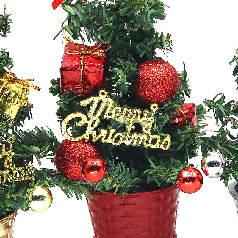 (1 Piece/bag) 21cm Christmas Tree Christmas Decoration Desktop Ornaments New Year Holiday Decorations Props DIY Celebration