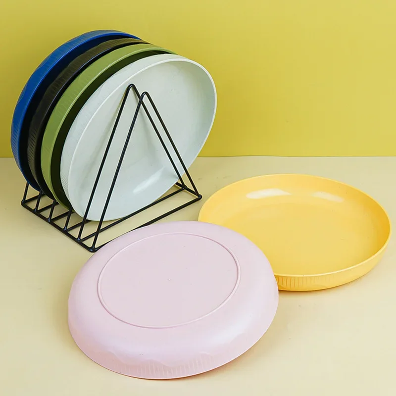 Wheat Straw Plate Soup Bowl 23CM Circular Household Vegetable Dish Microwavable Anti Drop Solid Color Fruit Dishes Dinner Plate