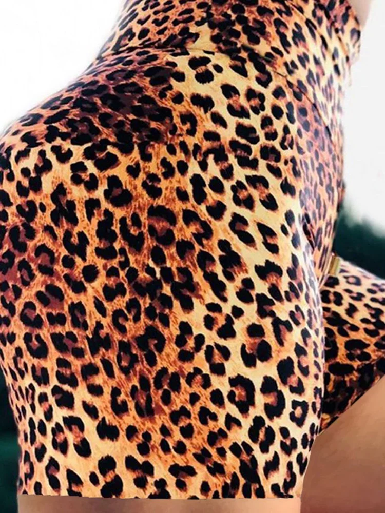New Leopard Sexy Shorts for Women Fitness High Waist Hip Lift Sports Tight Running Gym Yoga