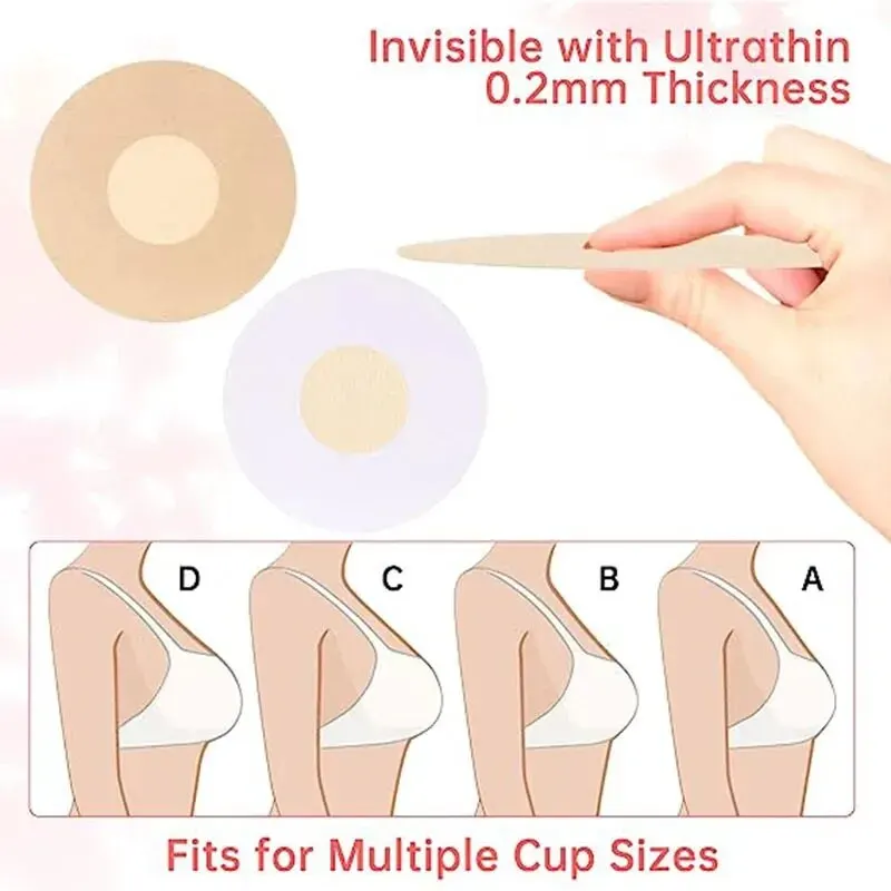 100Pcs Nipple Sticker Disposable Invisible Chest Sticker Non-woven Bra Breast Patch Bra-less Pasties Pad Nipple Cover Stickers 4