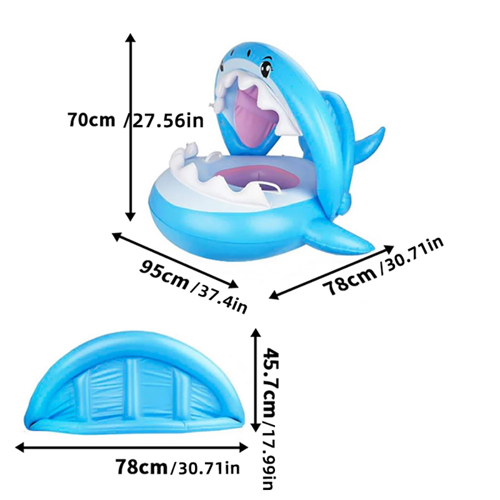 1pc Inflatable Shark Seat Ring Swimming Pool Floating Seat